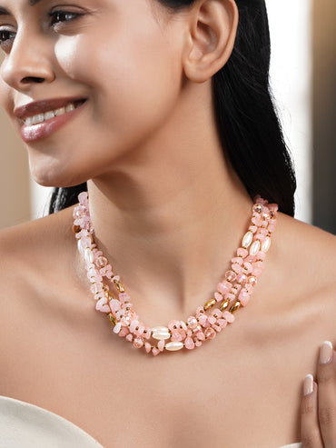 Blush Glow Multilayer Statement Necklace