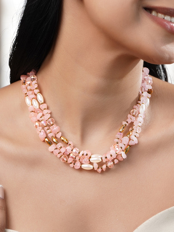 Blush Glow Multilayer Statement Necklace