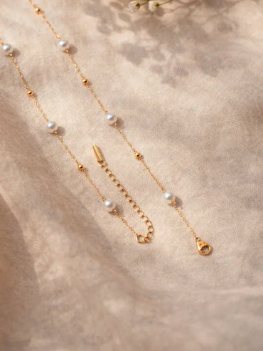 Demi Fine 18K Gold Plated Pearl Beaded Chain Necklace | Anti Tarnish