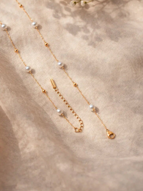 Demi Fine 18K Gold Plated Pearl Beaded Chain Necklace | Anti Tarnish