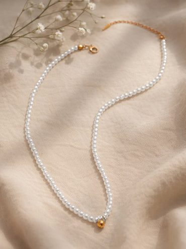 Demi Fine 18K Gold Plated Pearl Beaded Chain Necklace | Anti Tarnish