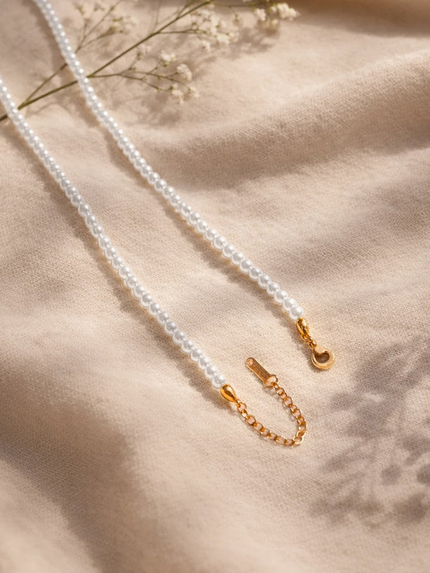 Demi Fine 18K Gold Plated Pearl Beaded Chain Necklace | Anti Tarnish