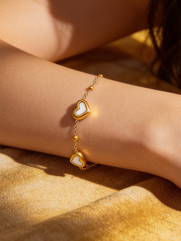 Demifine 18K Gold Plated Stainless Steel Heart Charm Bracelet