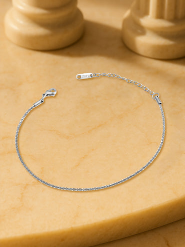 Silver Textured Chain Anklet