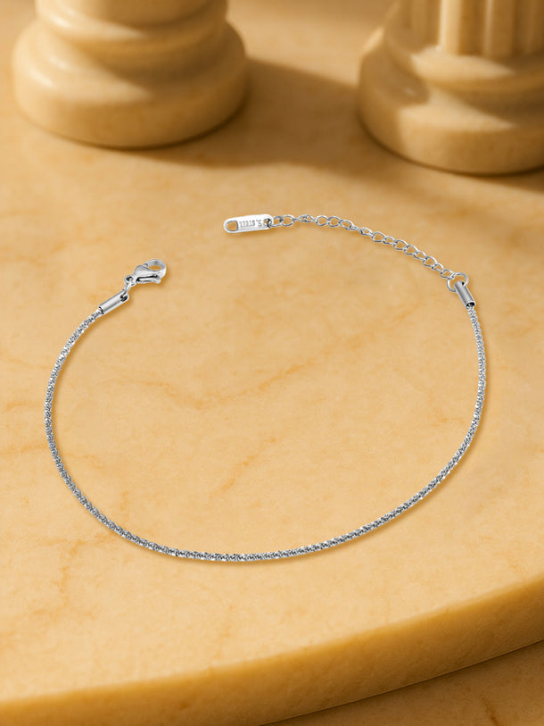 Silver Textured Chain Anklet