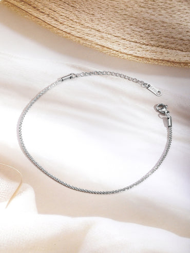 Silver Textured Chain Anklet