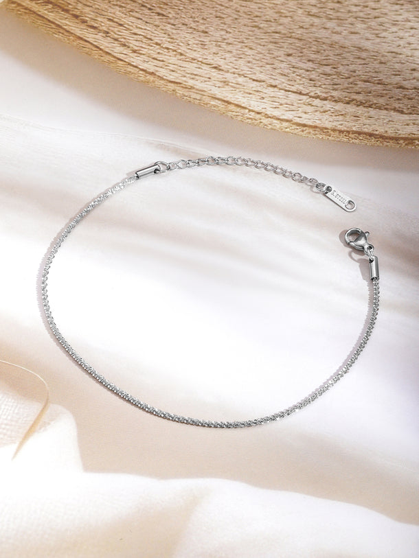 Silver Textured Chain Anklet