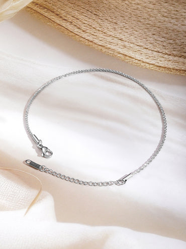 Silver Textured Chain Anklet