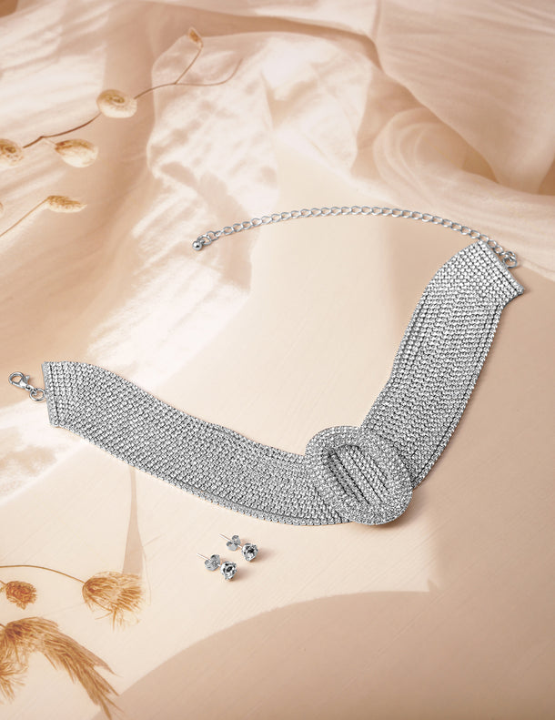 American Diamond Zirconia Mesh Choker Set