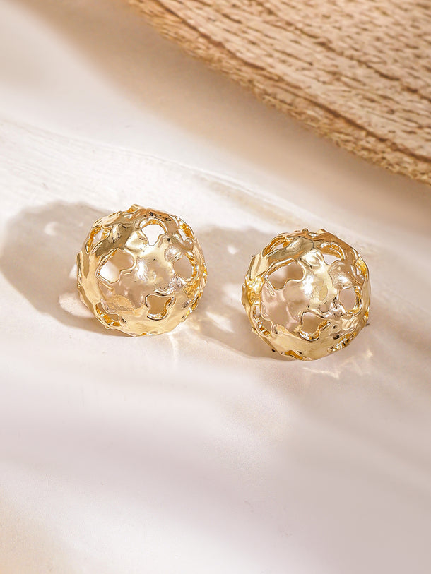 Gold & Rhodium Plated two distinct styles of textured metallic earrings