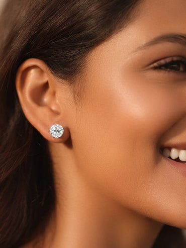 Silver Tone Pearl Earrings Set