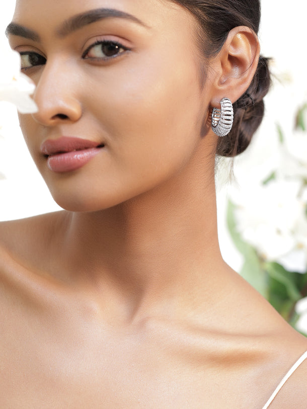 American Diamond Zirconia Small Hoop Earrings