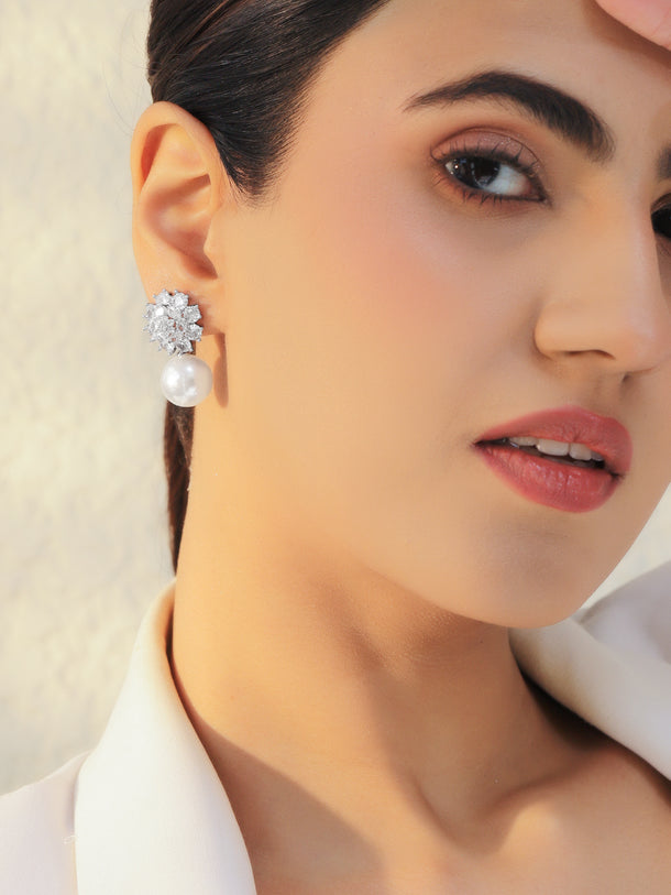 Pearl Drop Stud Earrings