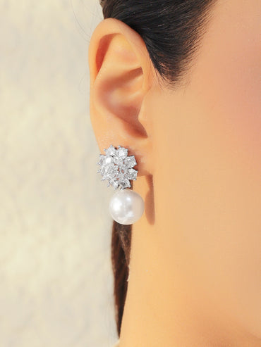 Pearl Drop Stud Earrings
