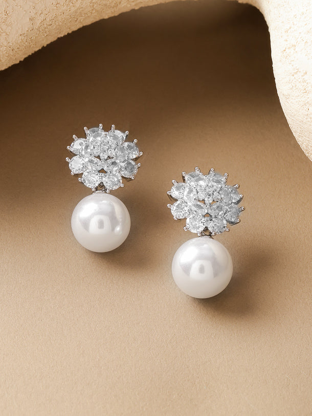 Pearl Drop Stud Earrings