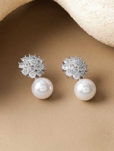 Pearl Drop Stud Earrings
