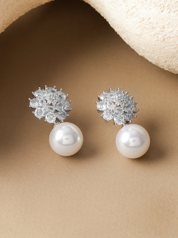 Pearl Drop Stud Earrings