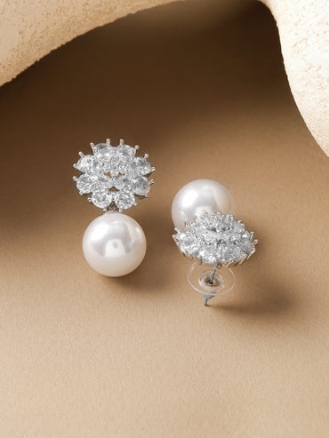 Pearl Drop Stud Earrings