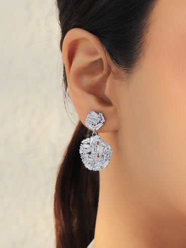 Drop Earrings With White Crystals