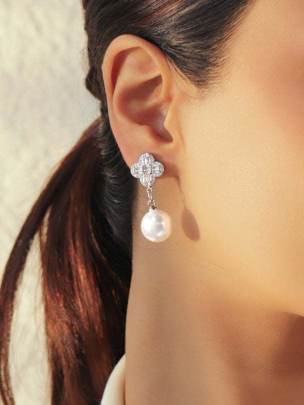 Crystal Pearl Drop Earrings