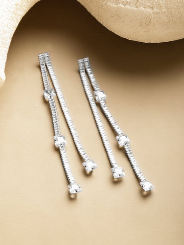 Crystal Studded Long Dangler Earrings