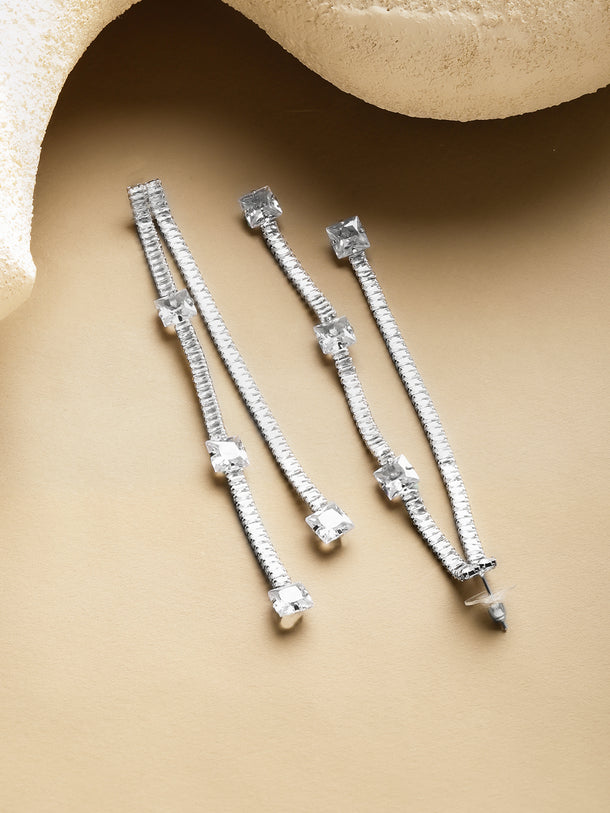 Crystal Studded Long Dangler Earrings