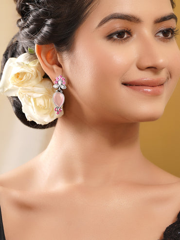 Oxidised Pink Elegance Drop Earrings