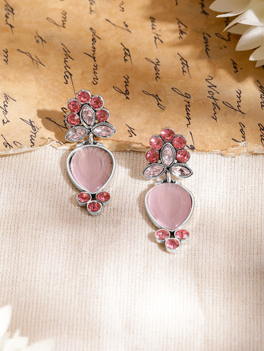 Oxidised Pink Elegance Drop Earrings