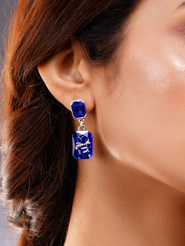 Royal Blue Crystal Drop Earrings