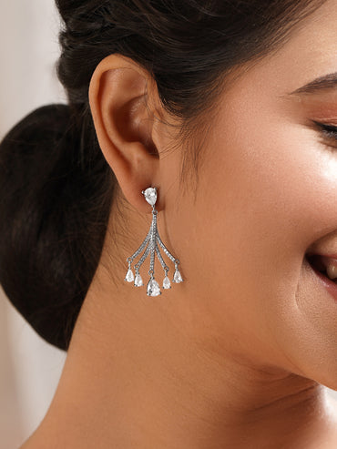 Luxe Silver Crystal Cascade Earrings