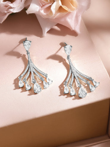 Luxe Silver Crystal Cascade Earrings