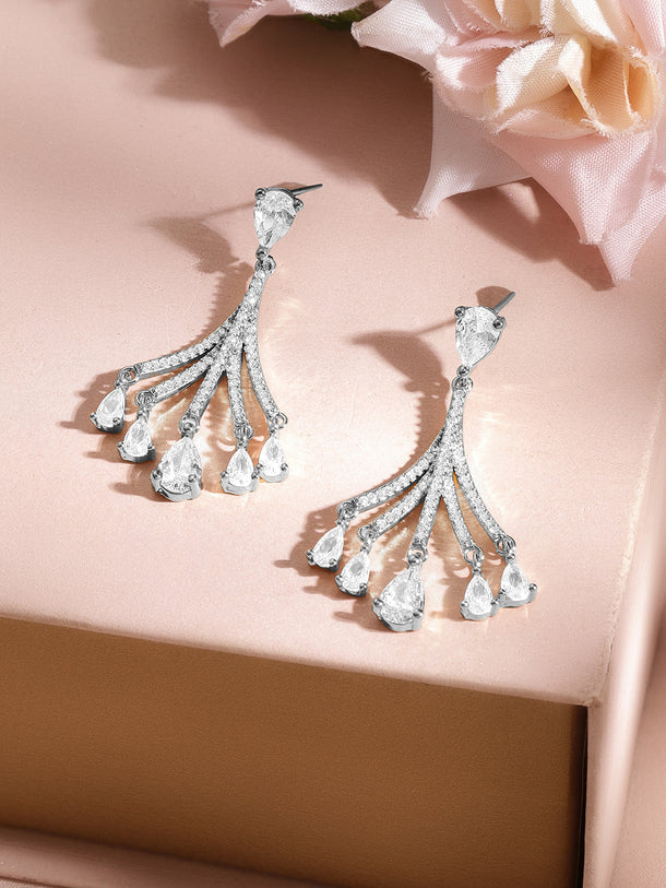 Luxe Silver Crystal Cascade Earrings
