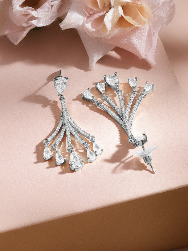 Luxe Silver Crystal Cascade Earrings