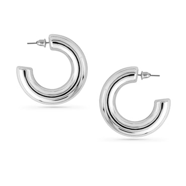 Silver Toned Small Hoop Earrings