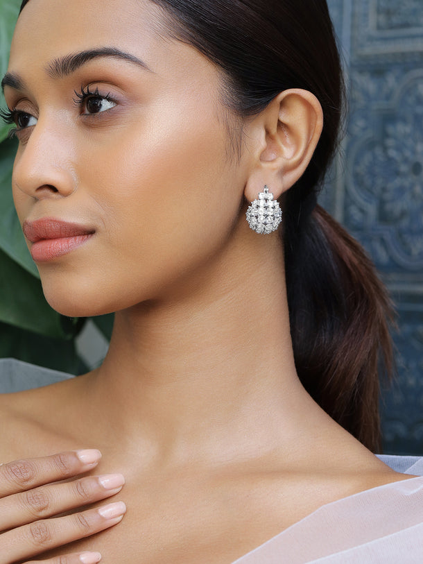 Crystal Studded Huggie Earrings