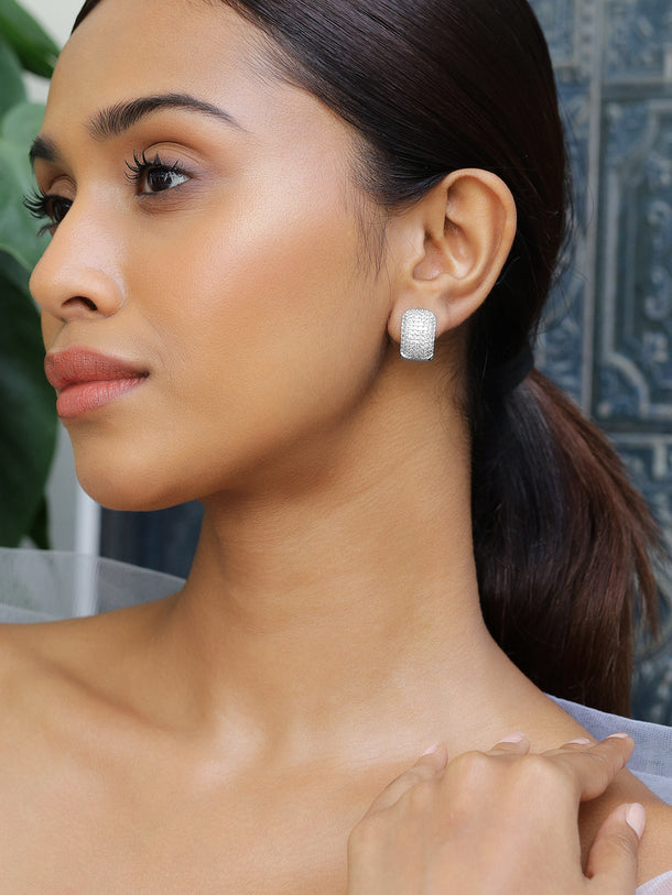 Vogue Silver American Diamond Zirconia Hoops