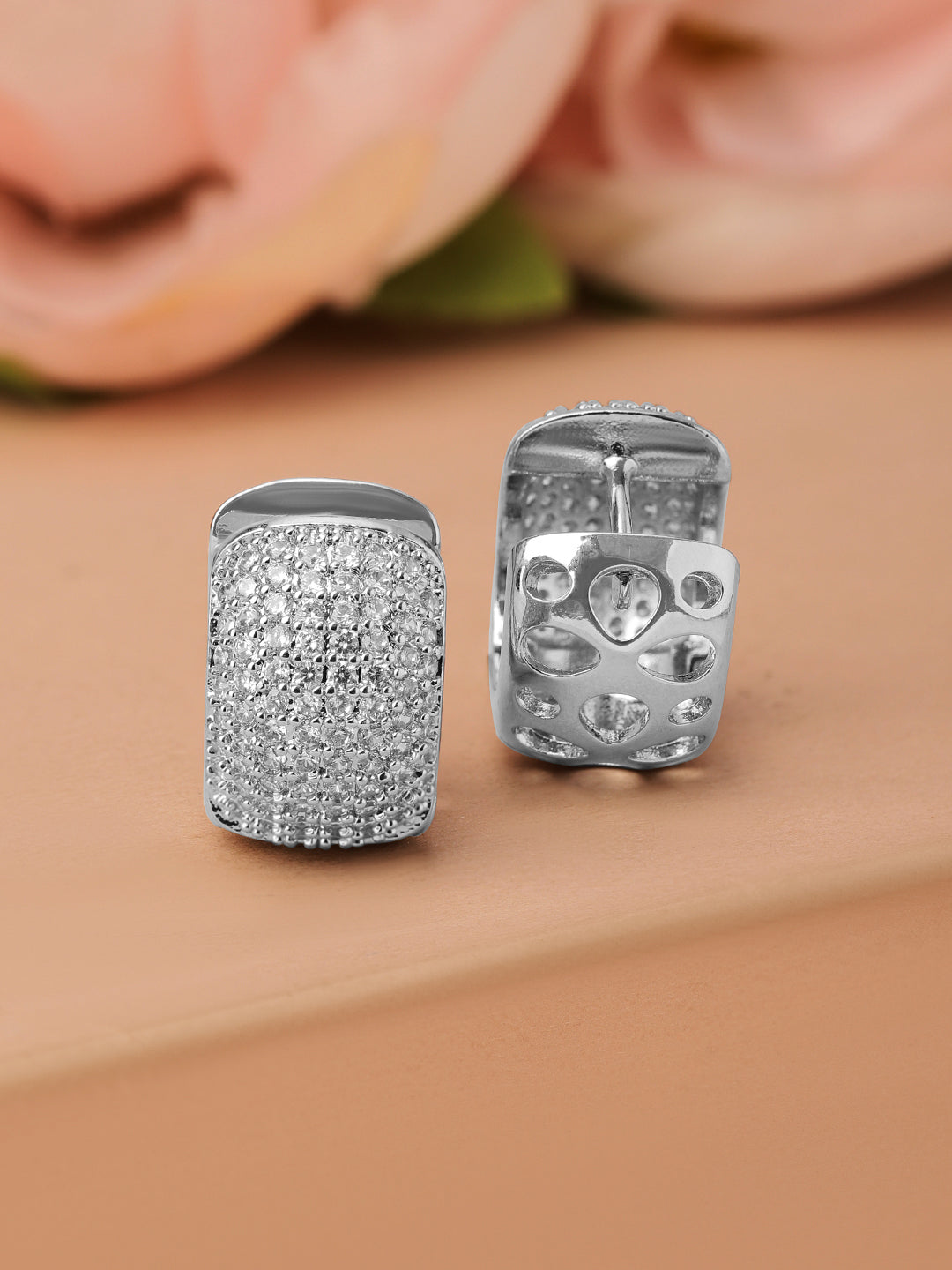 Vogue Silver American Diamond Zirconia Hoops