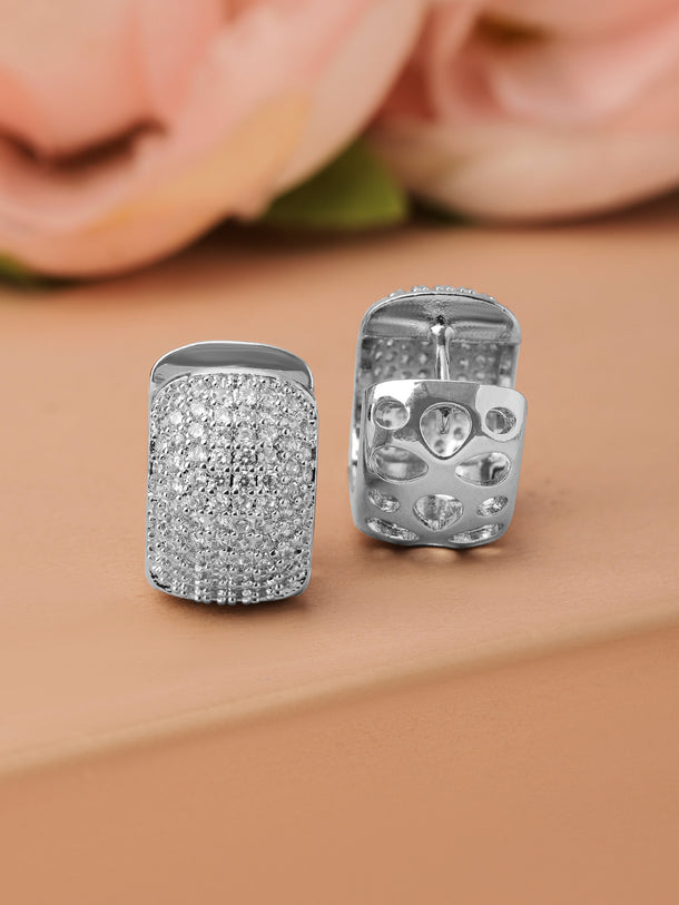 Vogue Silver American Diamond Zirconia Hoops