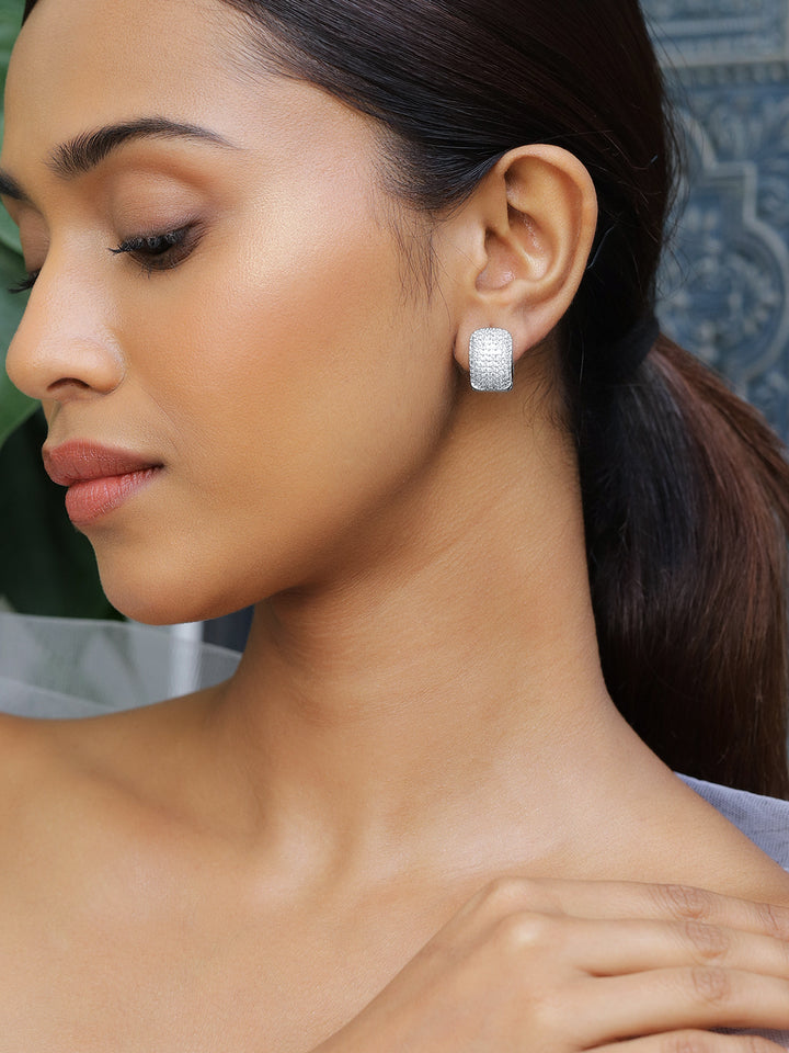 Vogue Silver American Diamond Zirconia Hoops