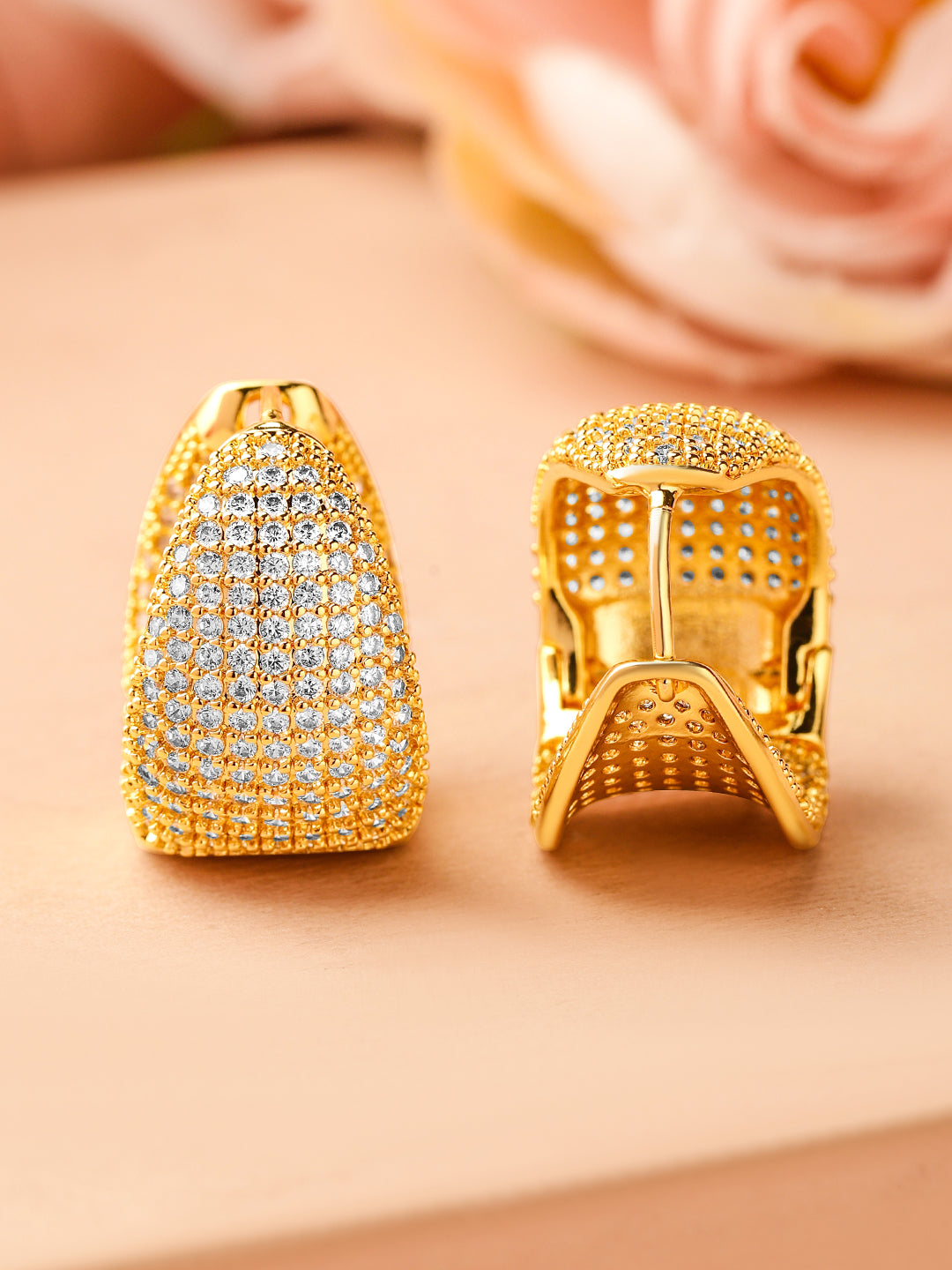 Luxe Sparkle Arcs American Diamond Zirconia Hoops