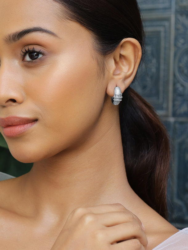 Crystal Frost Elegance Mini Hoop Earrings