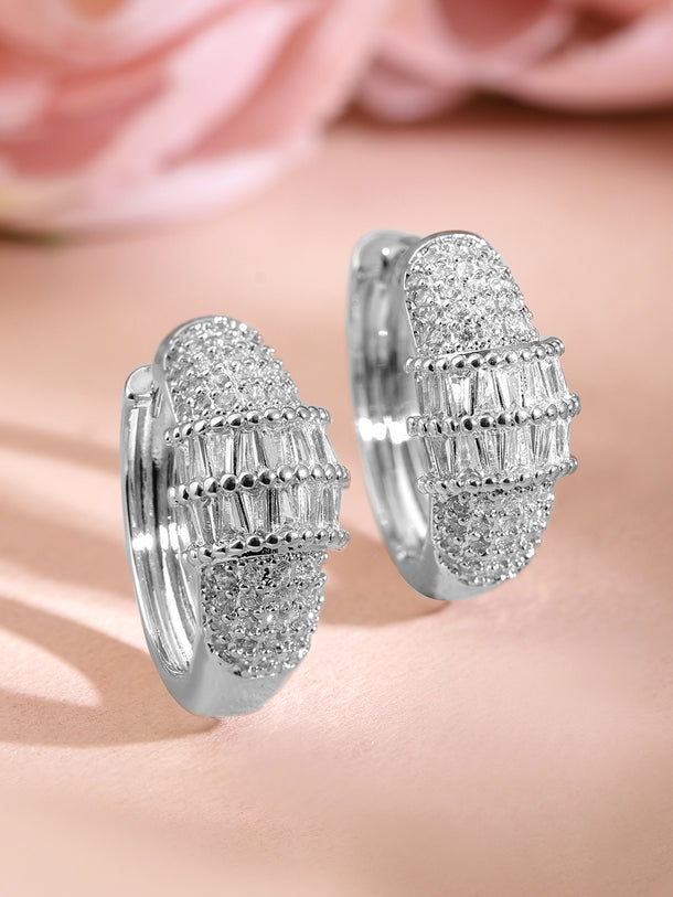 Crystal Frost Elegance Mini Hoop Earrings