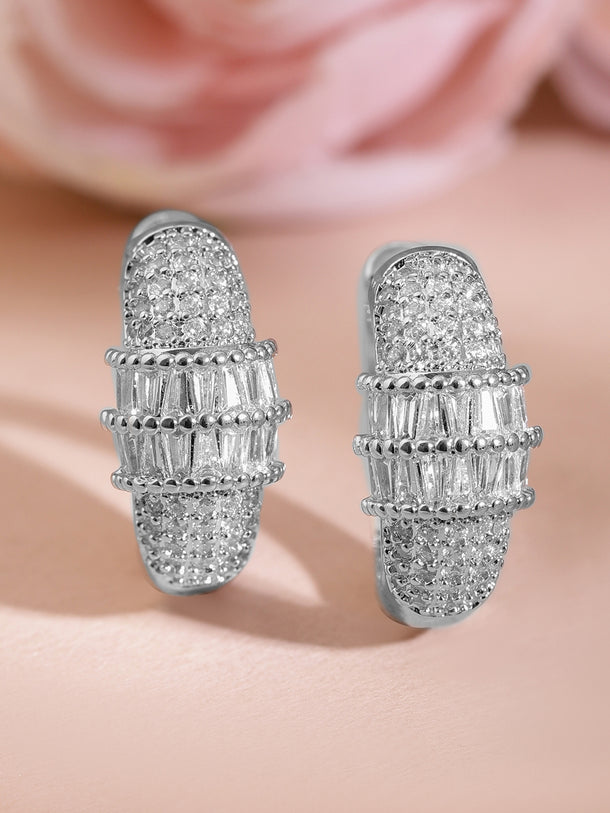 Crystal Frost Elegance Mini Hoop Earrings