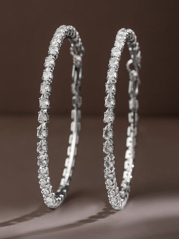 Party Night Zirconia Sparkle Hoop Earrings