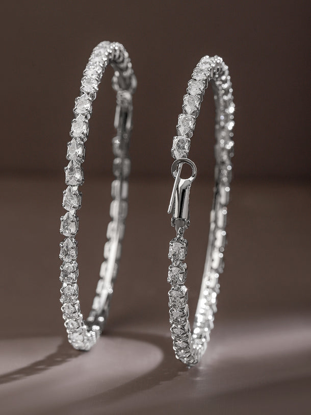Party Night Zirconia Sparkle Hoop Earrings