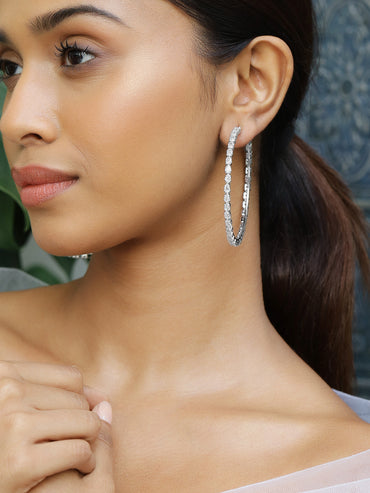 Party Night Zirconia Sparkle Hoop Earrings