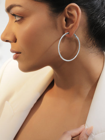 Delicate White American Diamond Zirconia Hoops