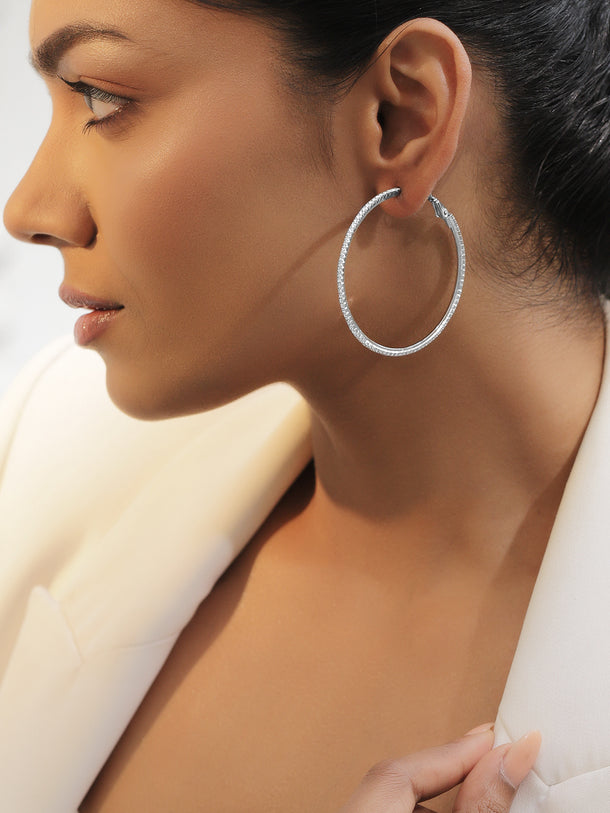 Delicate White American Diamond Zirconia Hoops