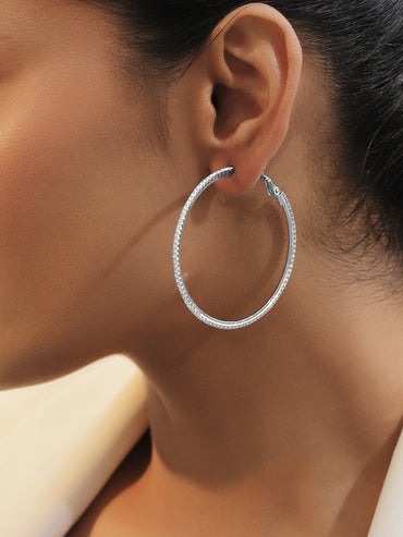 Delicate White American Diamond Zirconia Hoops