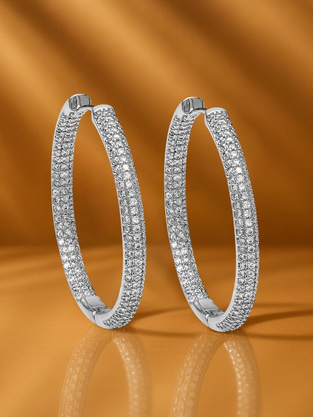 Rhodium Plated Large Hoop Earrings
